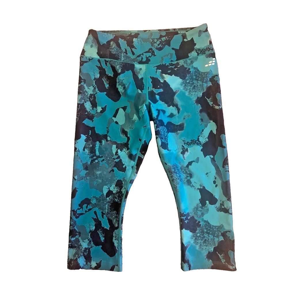 EUC BCG Green Camo Camouflage Compression Athletic Workout Pants Womens Medium M